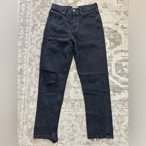 Agolde Riley Distressed High Rise Straight Crop Jeans